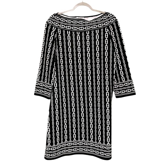M.S.S.P. Max Studio Specialty Products Black White Chain Print Dress - Picture 1 of 4
